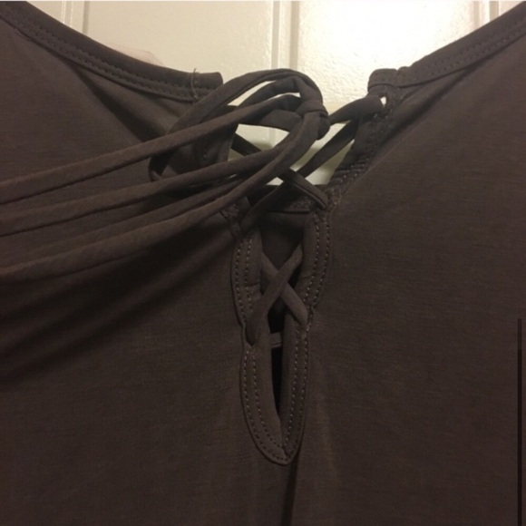 Mote Dark Gray High Low Short Sleeve Top Large - Picture 4 of 4